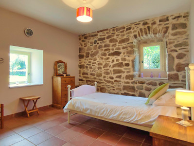 Les Vans - tastefully restored stone house; dominant position, gardens, unique swimming pool. Buildable land.