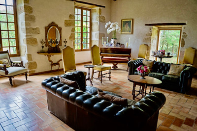 Elegant 9 bedroom, south-facing Manoir, pool and barns. Views of the Pyrenees. 5.9ha including wood and pond.
