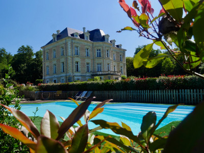 Superb château on 15 hectares of parkland and woods with 2 gîtes, swimming pool and walled garden.