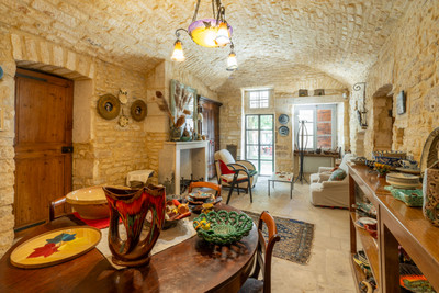 
 Important, large historic stone house, perfectly restored; 10 rooms, in the renaissance village of Barjac 
